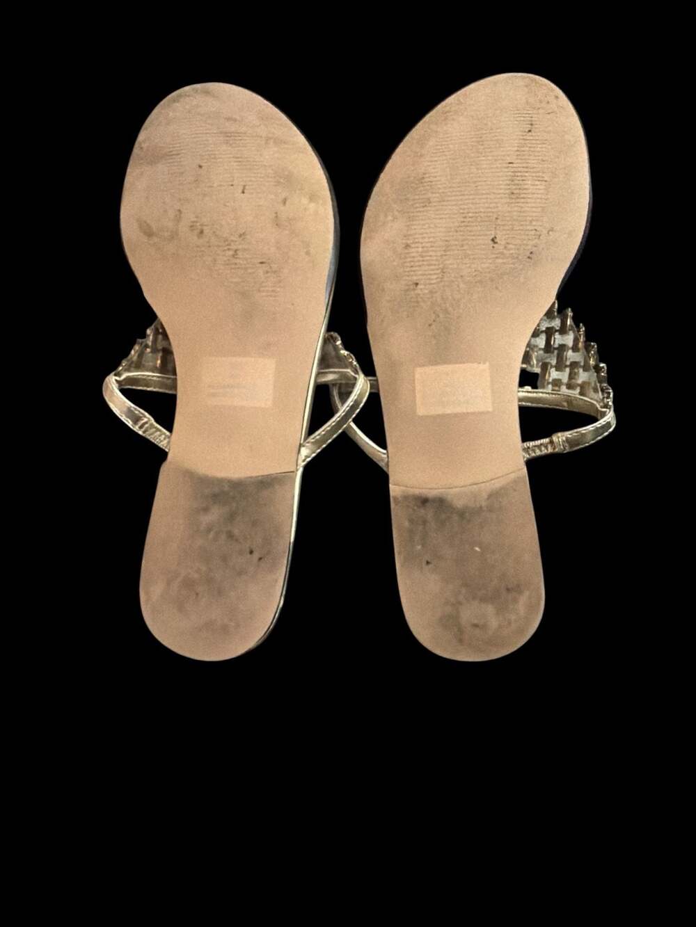 Pazzo Gold Rhinestone Embellished Thong Sandals - Picture 2 of 2